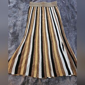Express Black, Brown, and Cream Striped Maxi Skirt